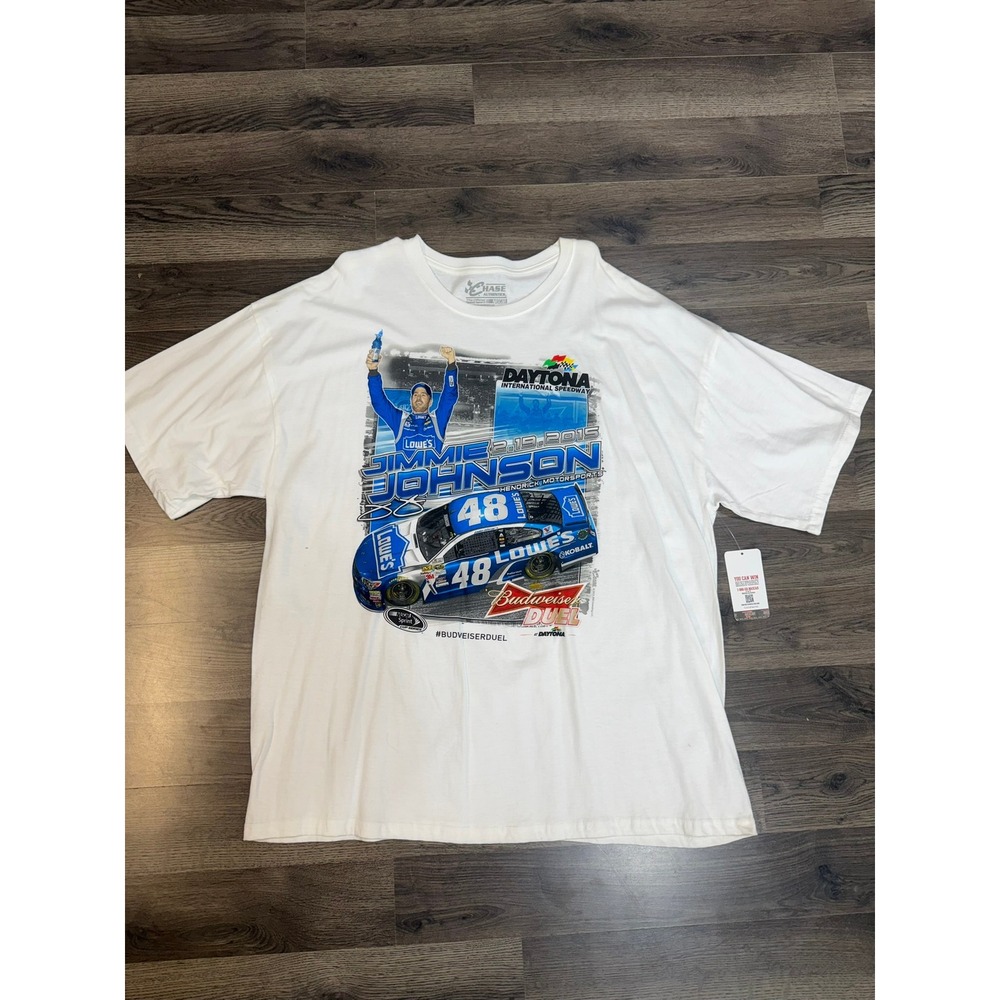 NASCAR Jimmie Johnson 48 Budweiser Duel Daytona 2015 T-Shirt White 2XL NEW